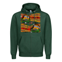 Sports Green christmas school bus seamless pattern Zipper Hoodie - BundleAndBundleShop