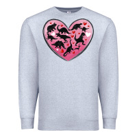 Heather Grey dinosaur valentine heart Premium Sweatshirt - MaliasSmallBusiness