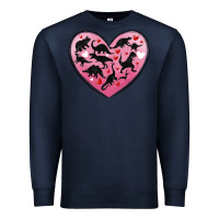 Navy dinosaur valentine heart Premium Sweatshirt - MaliasSmallBusiness