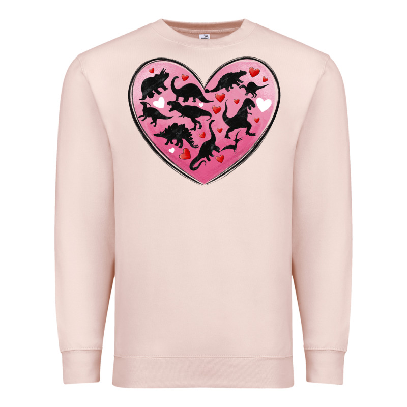 Dinosaur Valentine Heart Premium Sweatshirt by MaliasSmallBusiness | Teevron