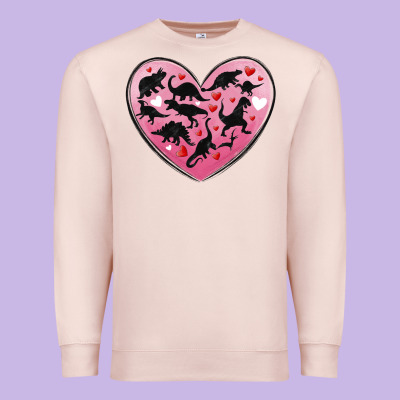 Dinosaur Valentine Heart Premium Sweatshirt Designed By Maliassmallbusiness