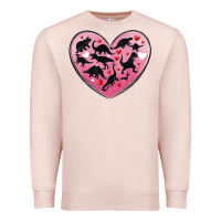 Pale Pink dinosaur valentine heart Premium Sweatshirt - MaliasSmallBusiness