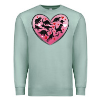 Seafoam dinosaur valentine heart Premium Sweatshirt - MaliasSmallBusiness