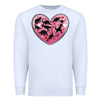 White dinosaur valentine heart Premium Sweatshirt - MaliasSmallBusiness
