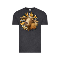 Vintage Black sunflower with goat Vintage Tee - RanaPortraitStore