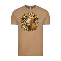 Vintage Coffee sunflower with goat Vintage Tee - RanaPortraitStore