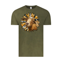 Vintage Olive sunflower with goat Vintage Tee - RanaPortraitStore