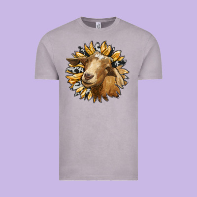 Sunflower With Goat Vintage Tee Designed By Ranaportraitstore