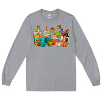 Heather Grey fall coffee cups Long Sleeve Tee - AdoDesignShop