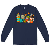 Navy fall coffee cups Long Sleeve Tee - AdoDesignShop