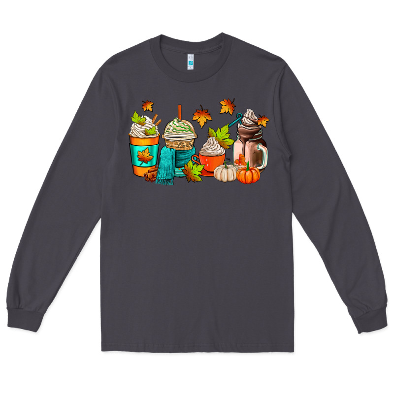 Fall Coffee Cups Long Sleeve Tee by AdoDesignShop | Teevron