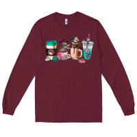 Burgundy cat  coffee cup Long Sleeve Tee - AdoDesignShop