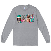 Heather Grey cat  coffee cup Long Sleeve Tee - AdoDesignShop
