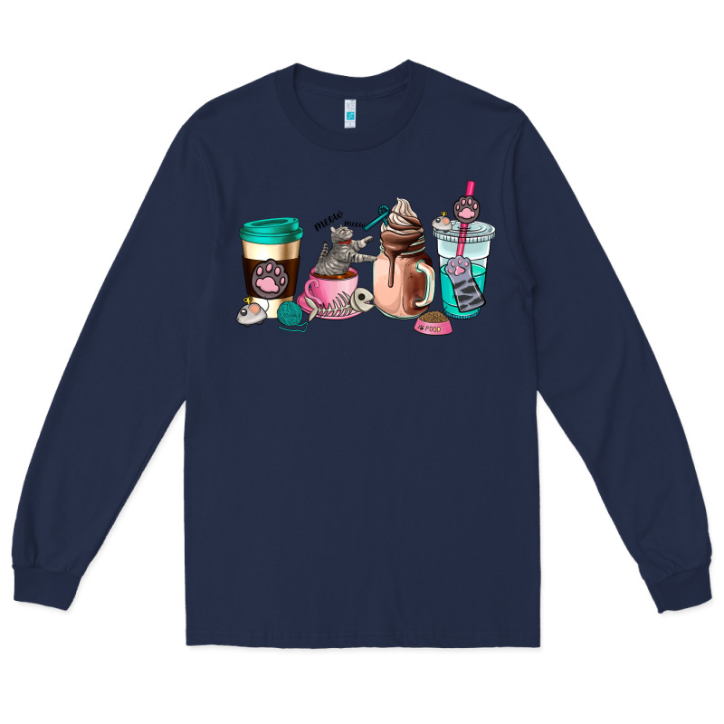 Cat  Coffee Cup Long Sleeve Tee by AdoDesignShop | Teevron