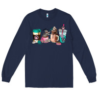 Navy cat  coffee cup Long Sleeve Tee - AdoDesignShop
