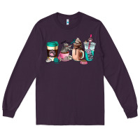 Plum cat  coffee cup Long Sleeve Tee - AdoDesignShop