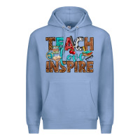 Colony Blue Teach Love Inspire With Leopard Premium Hoodie - BundleAndBundleShop