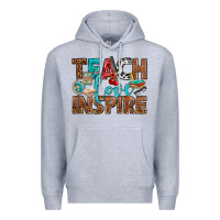 Heather Grey Teach Love Inspire With Leopard Premium Hoodie - BundleAndBundleShop