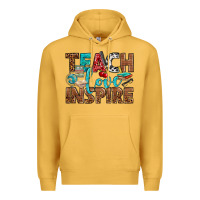Mustard Teach Love Inspire With Leopard Premium Hoodie - BundleAndBundleShop