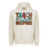 Oatmeal Heather Teach Love Inspire With Leopard Premium Hoodie - BundleAndBundleShop