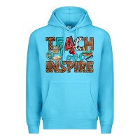 Ocean Blue Teach Love Inspire With Leopard Premium Hoodie - BundleAndBundleShop