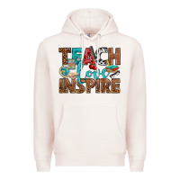 Pale Pink Teach Love Inspire With Leopard Premium Hoodie - BundleAndBundleShop