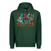 Sports Green Teach Love Inspire With Leopard Premium Hoodie - BundleAndBundleShop