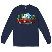 Navy lvn nurse truck with cactus and sunflowers Long Sleeve Tee - AdoDesignShop