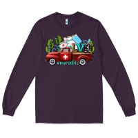 Plum lvn nurse truck with cactus and sunflowers Long Sleeve Tee - AdoDesignShop
