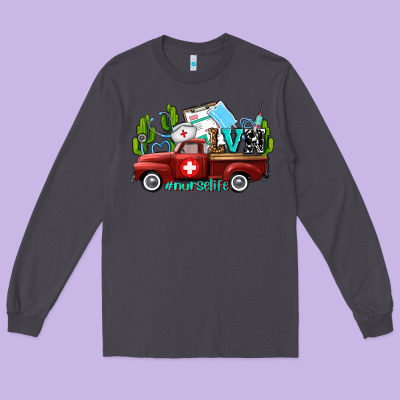 Lvn Nurse Truck With Cactus And Sunflowers Long Sleeve Tee Designed By Adodesignshop