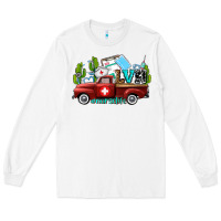 White lvn nurse truck with cactus and sunflowers Long Sleeve Tee - AdoDesignShop
