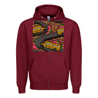 Burgundy flower leopard school bus seamless pattern Zipper Hoodie - BundleAndBundleShop