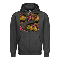 Charcoal Heather flower leopard school bus seamless pattern Zipper Hoodie - BundleAndBundleShop