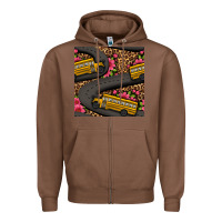 Chestnut flower leopard school bus seamless pattern Zipper Hoodie - BundleAndBundleShop