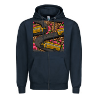 Navy flower leopard school bus seamless pattern Zipper Hoodie - BundleAndBundleShop