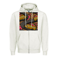 Oatmeal Heather flower leopard school bus seamless pattern Zipper Hoodie - BundleAndBundleShop