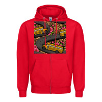 Red flower leopard school bus seamless pattern Zipper Hoodie - BundleAndBundleShop