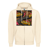 Sandshell flower leopard school bus seamless pattern Zipper Hoodie - BundleAndBundleShop
