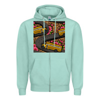 Seafoam flower leopard school bus seamless pattern Zipper Hoodie - BundleAndBundleShop