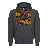 Smoke flower leopard school bus seamless pattern Zipper Hoodie - BundleAndBundleShop