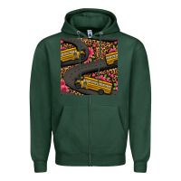 Sports Green flower leopard school bus seamless pattern Zipper Hoodie - BundleAndBundleShop