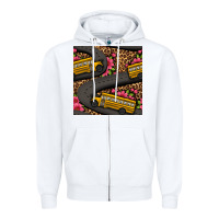 White flower leopard school bus seamless pattern Zipper Hoodie - BundleAndBundleShop