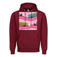 Burgundy easter school bus seamless pattern Zipper Hoodie - BundleAndBundleShop