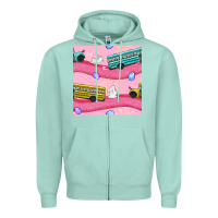 Seafoam easter school bus seamless pattern Zipper Hoodie - BundleAndBundleShop