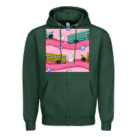 Sports Green easter school bus seamless pattern Zipper Hoodie - BundleAndBundleShop