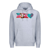 Heather Grey xoxo guarnsey cow Premium Hoodie - AdoDesignShop