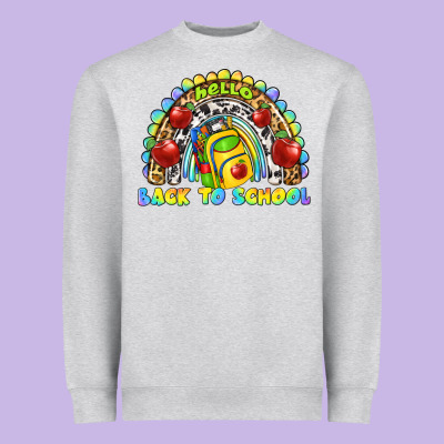 Hello Back To School Rainbow Heavyweight Sweatshirt Designed By Texasbilliewilder
