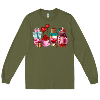 Army Green valentines day roses coffee cups Long Sleeve Tee - AdoDesignShop