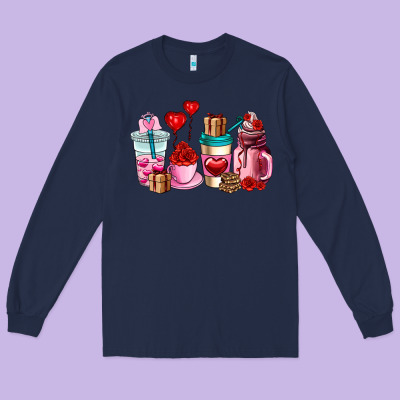 Valentines Day Roses Coffee Cups Long Sleeve Tee Designed By Adodesignshop
