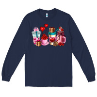 Navy valentines day roses coffee cups Long Sleeve Tee - AdoDesignShop